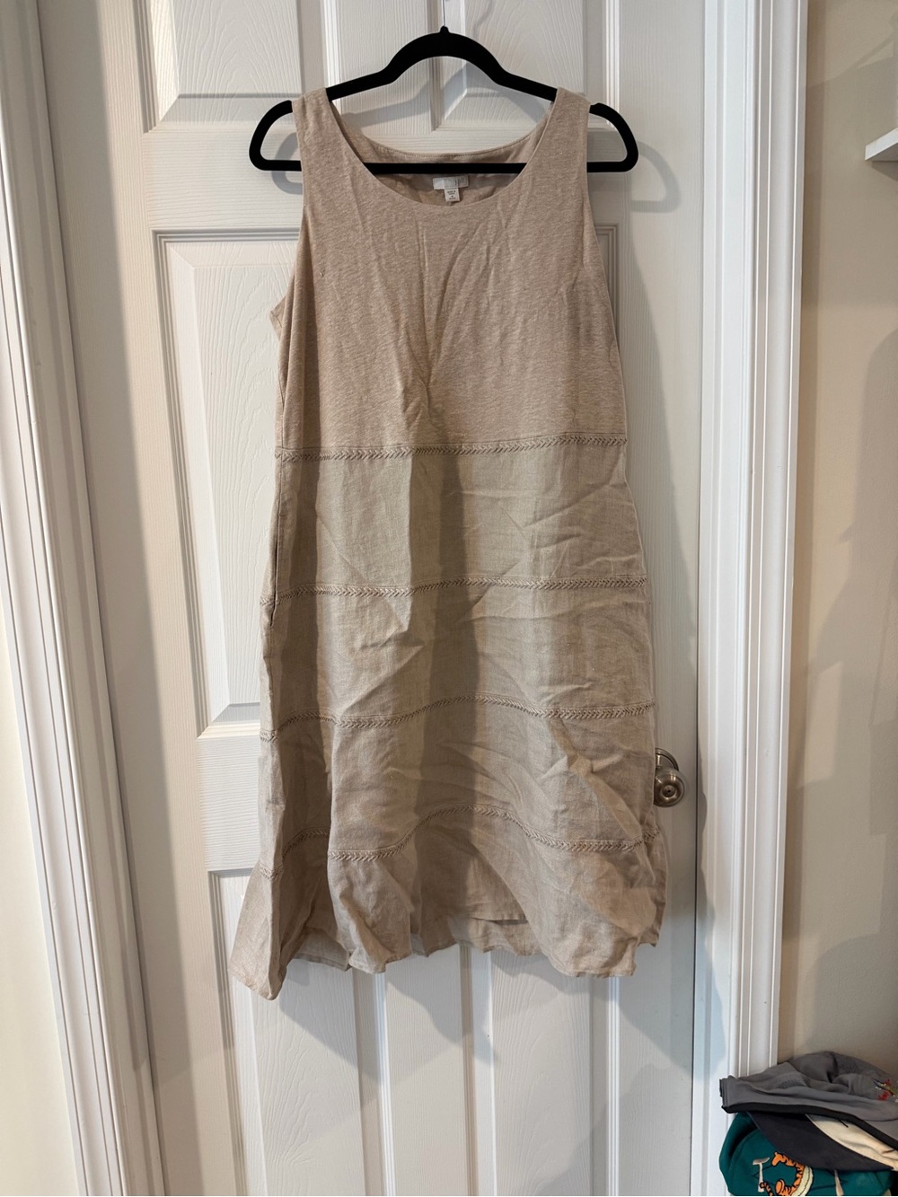 J. Jill Neutral Beige Sleeveless Linen-Blend Midi Dress